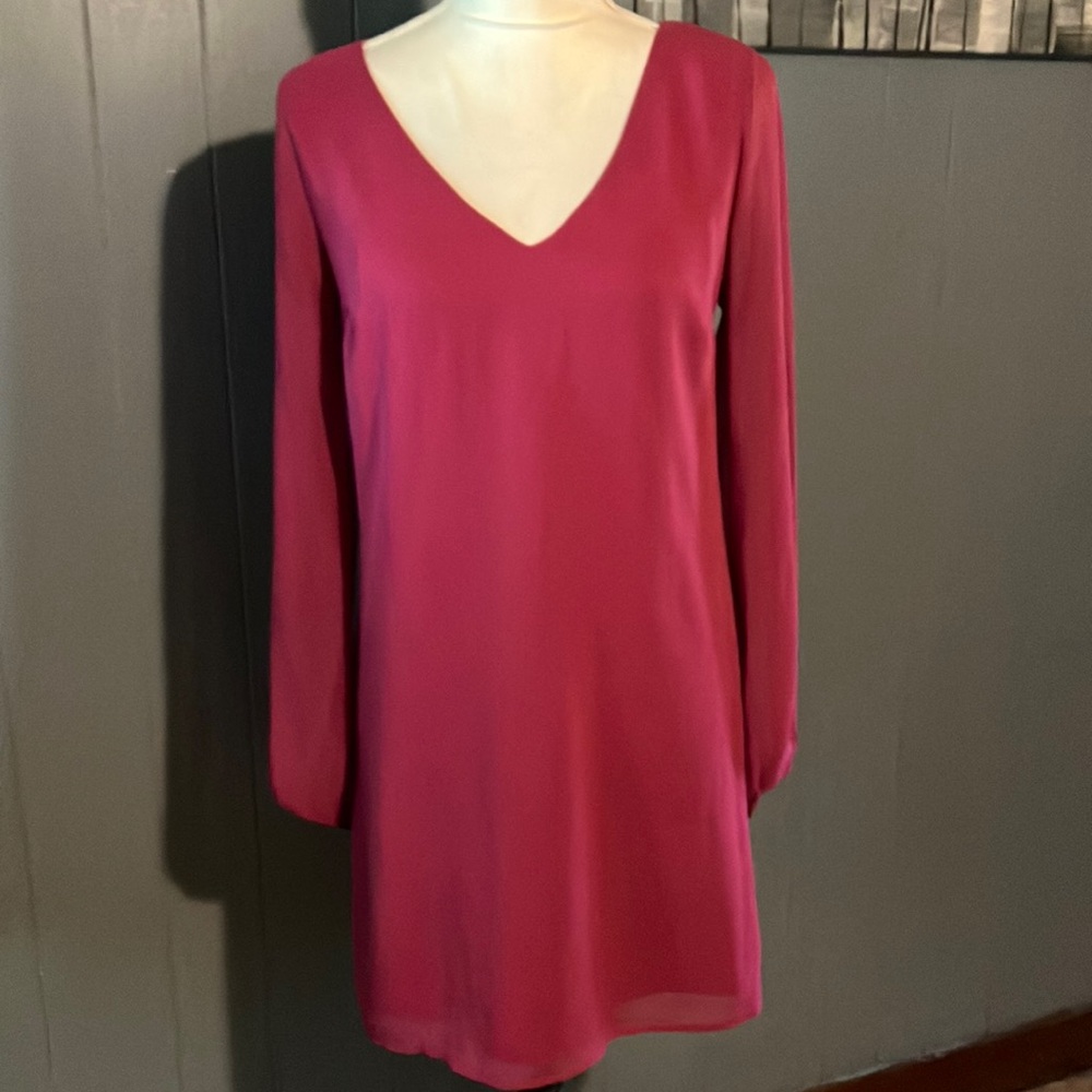 Charlotte Russe size small magenta dress with sheer sleeves